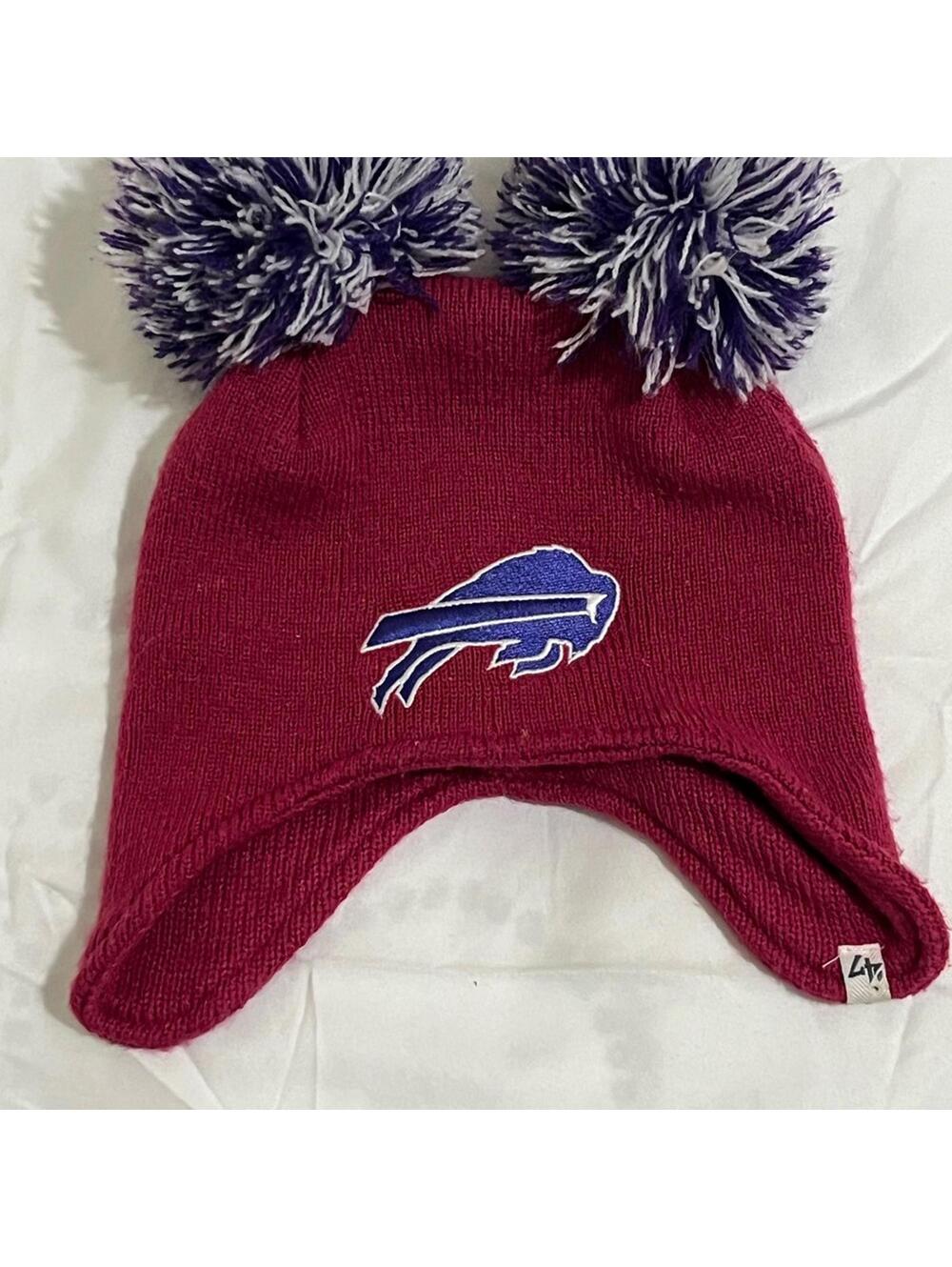 47 Brand NFL Buffalo Bills Knit Hat with Purple Pom Poms Size Girls Infant